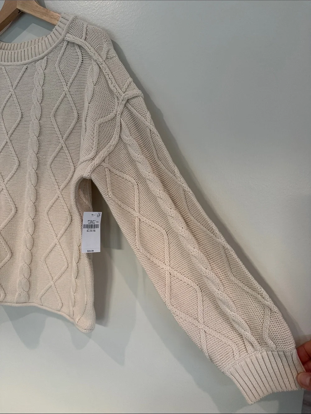 Old Navy Cream Over-sized Cable Knit Sweater - Kids, XL (14-16)